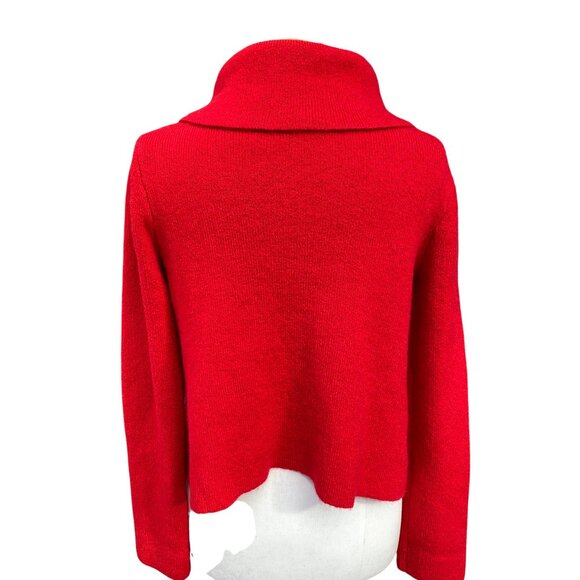 Adrienne Vittadini Wool Blend Cardigan Sz S Red Holiday Bling Asymmetric Party - Picture 7 of 12